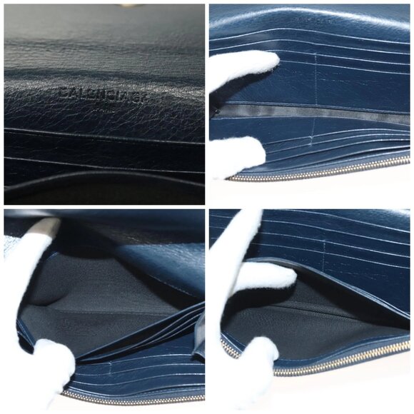 BALENCIAGA Giant Money Long Wallet Leather Navy - Picture 15 of 16